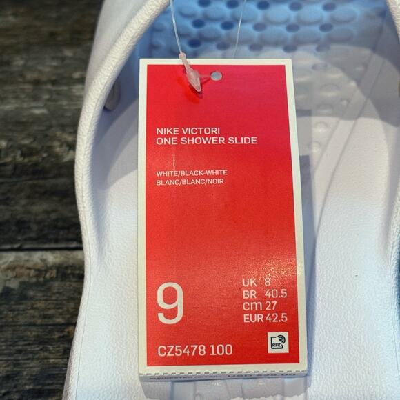 Nike Victori One Shower Slide Mens Size 9 White Black Beach Pool CZ5478-100 NIB - Picture 4 of 10